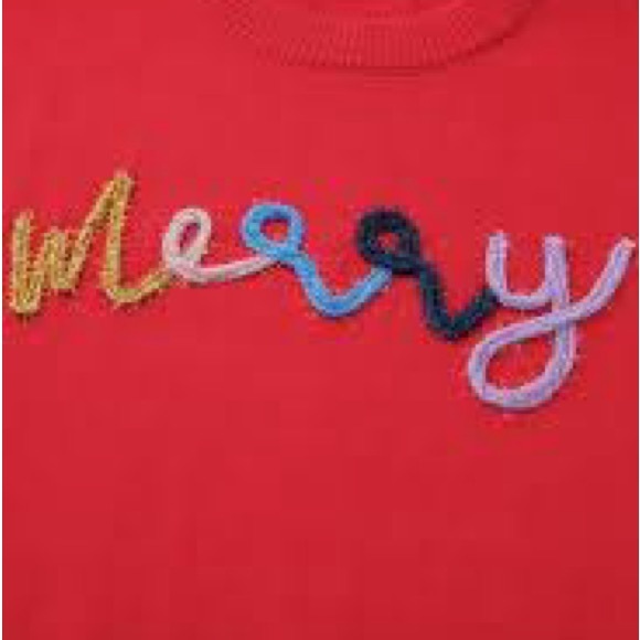 Festive Red 'Merry' Crew Neck Sweater - Picture 3 of 6